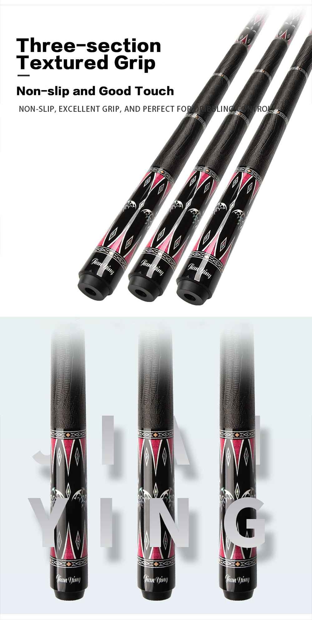 2026 new design billiard cue. Inlaying technique carbon fiber 1/2 billiard cue comes with a cue box and accessories. It features a 58-inch, 11.8mm cue tip Comes with cue case + leather tip + gloves + towel + chalk