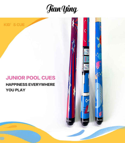 JIANYING Kids' Pool Cue, Junior-Specific Billiard Stick, Cartoon Maple Wood Cue for American Eight-Ball