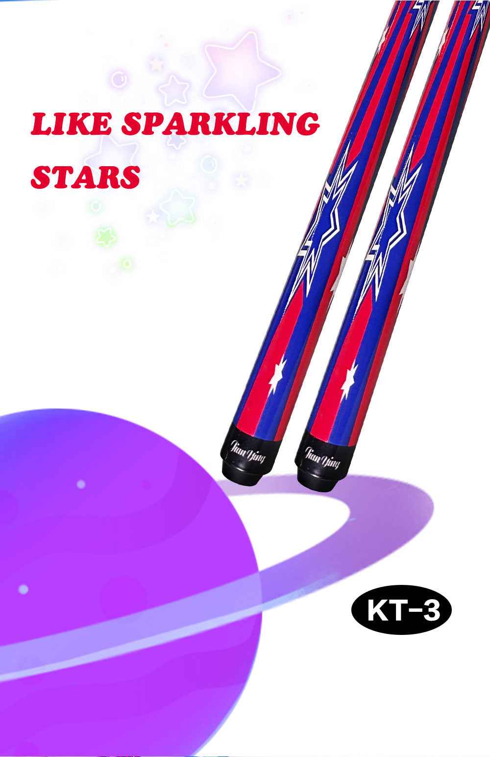 JIANYING Kids' Pool Cue, Junior-Specific Billiard Stick, Cartoon Maple Wood Cue for American Eight-Ball
