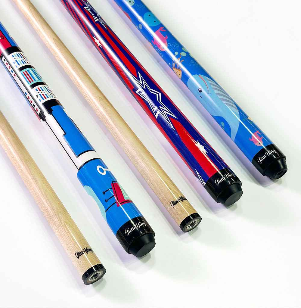 JIANYING Kids' Pool Cue, Junior-Specific Billiard Stick, Cartoon Maple Wood Cue for American Eight-Ball