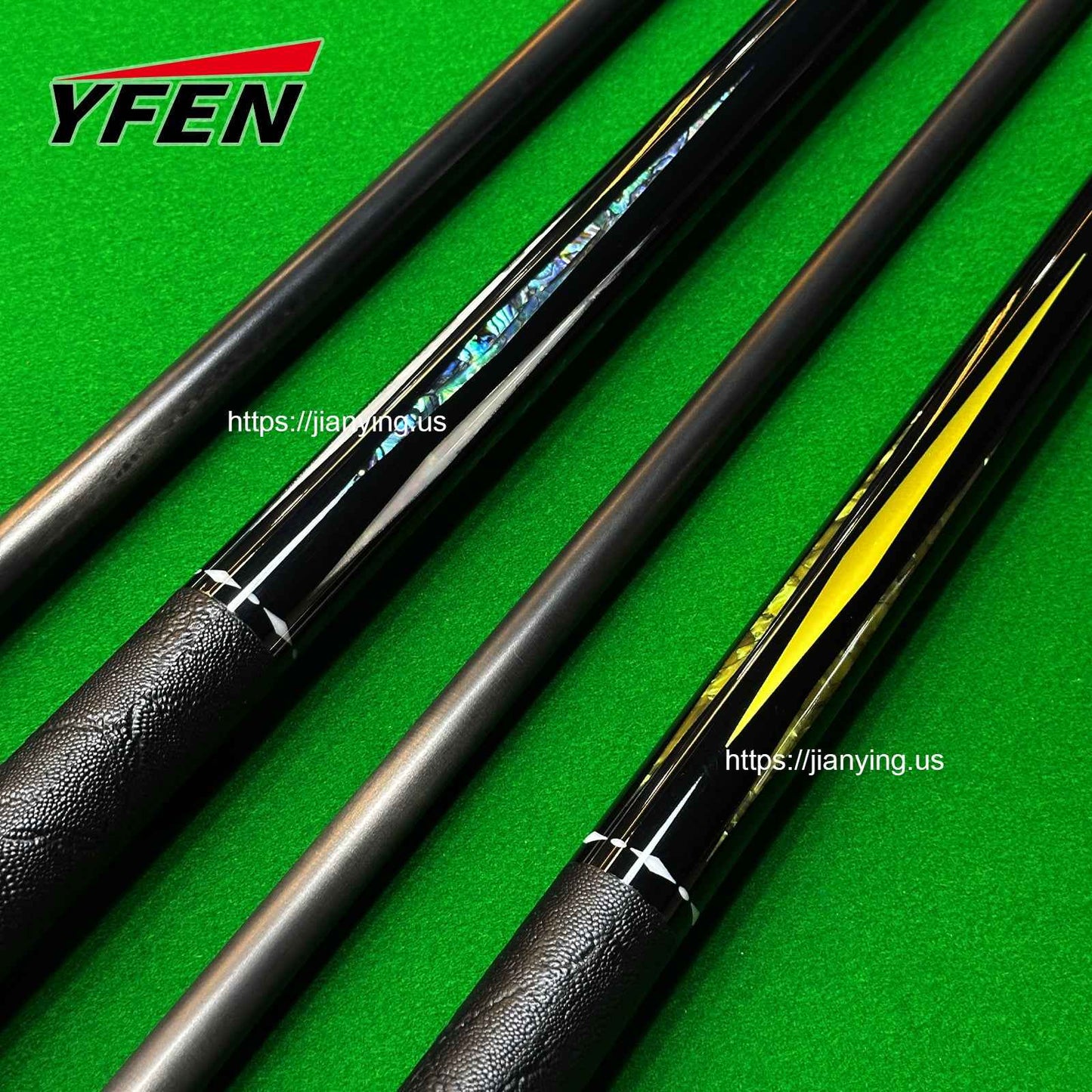 YFEN Carbon Fiber Billiard Pool Cue Set, Deep-Sea Abalone Shell Inlay Butt, 12.5mm Tip Professional Billiard Stick