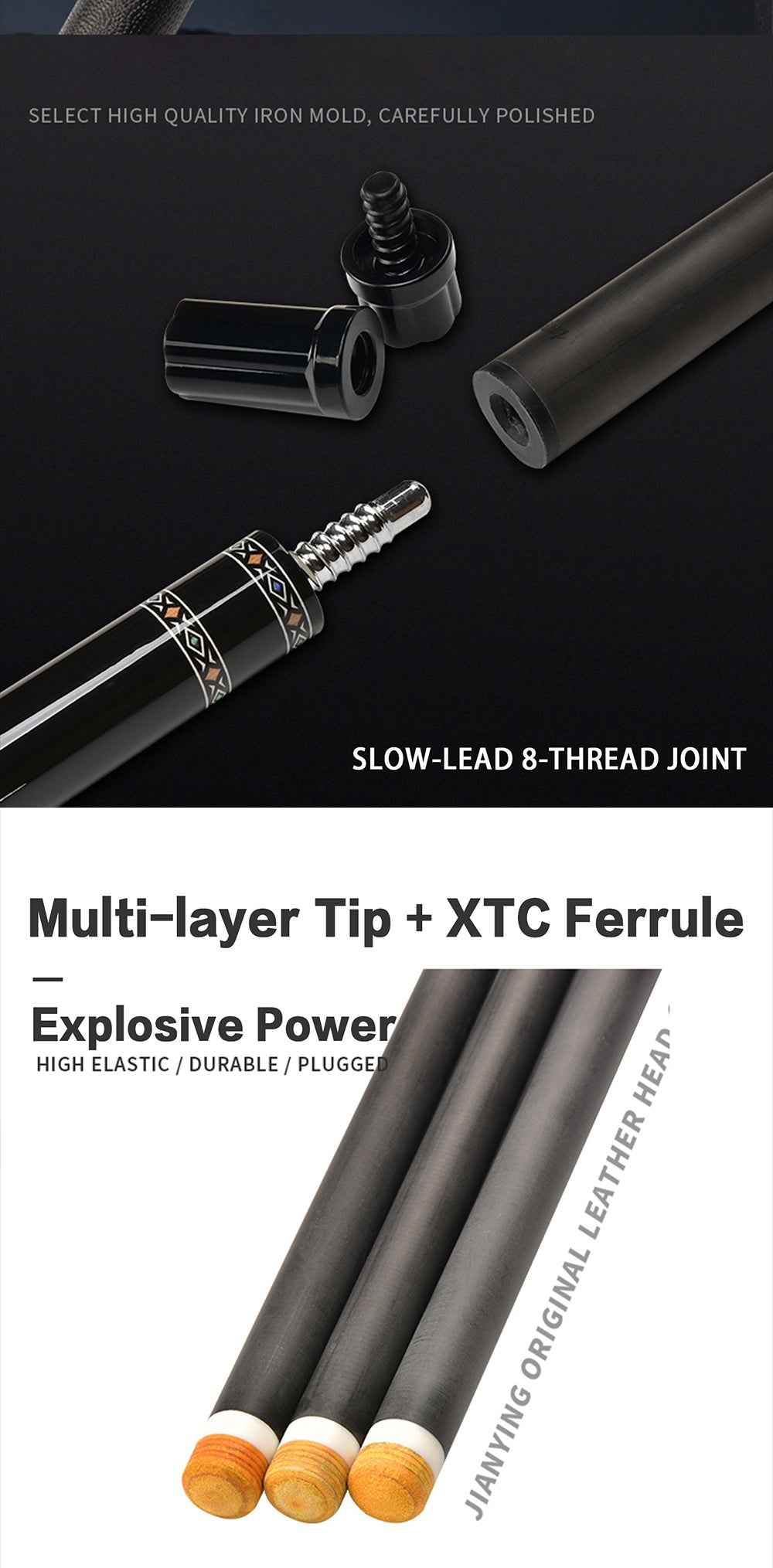 2026 new design billiard cue. Inlaying technique carbon fiber 1/2 billiard cue comes with a cue box and accessories. It features a 58-inch, 11.8mm cue tip Comes with cue case + leather tip + gloves + towel + chalk