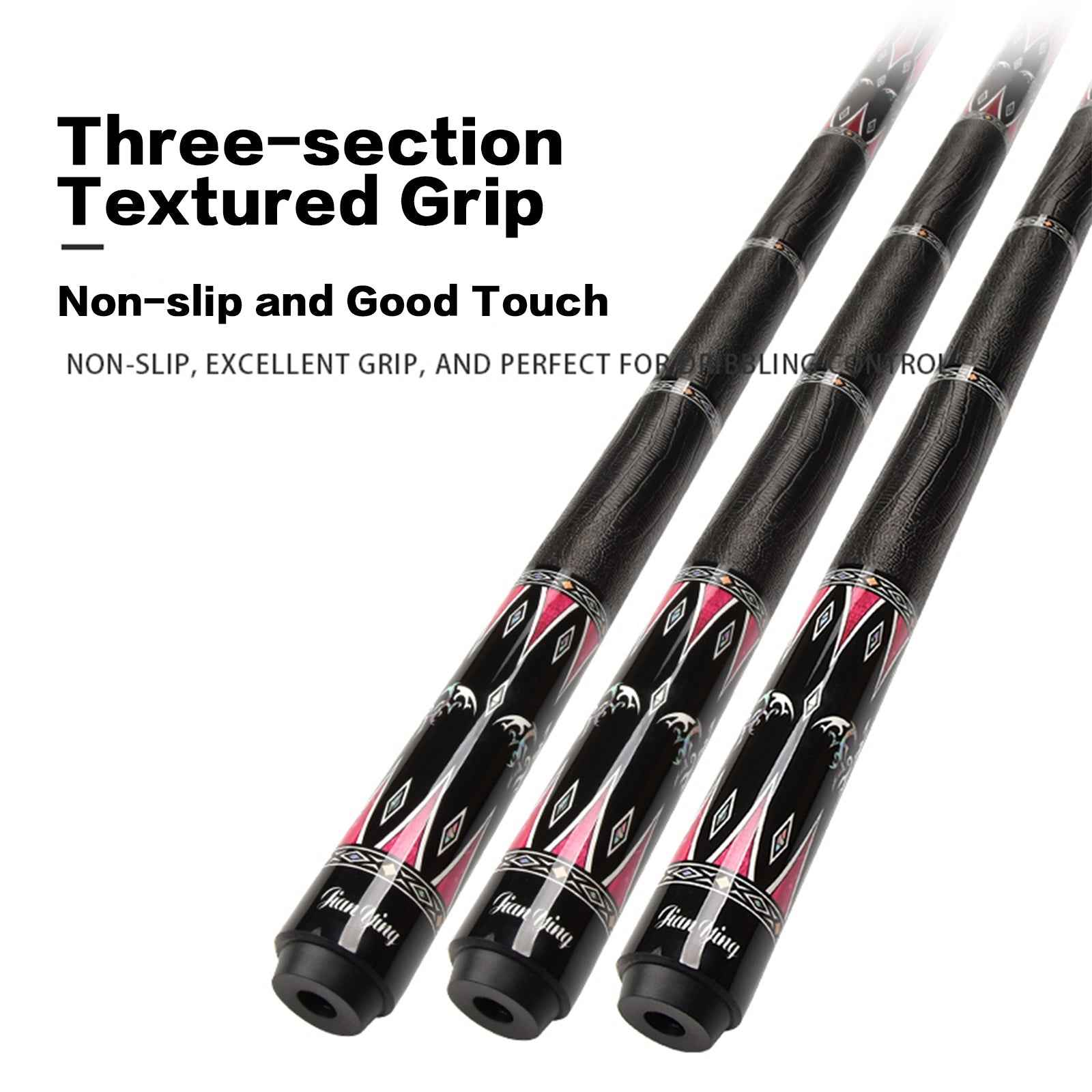 2026 new design billiard cue. Inlaying technique carbon fiber 1/2 billiard cue comes with a cue box and accessories. It features a 58-inch, 11.8mm cue tip Comes with cue case + leather tip + gloves + towel + chalk