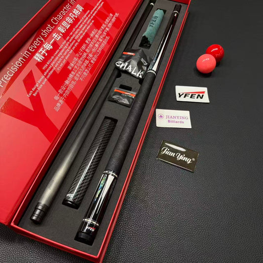 YFEN Carbon Fiber Cue with Deep Sea Shell Inlay Leather Grip 12.5 Tip