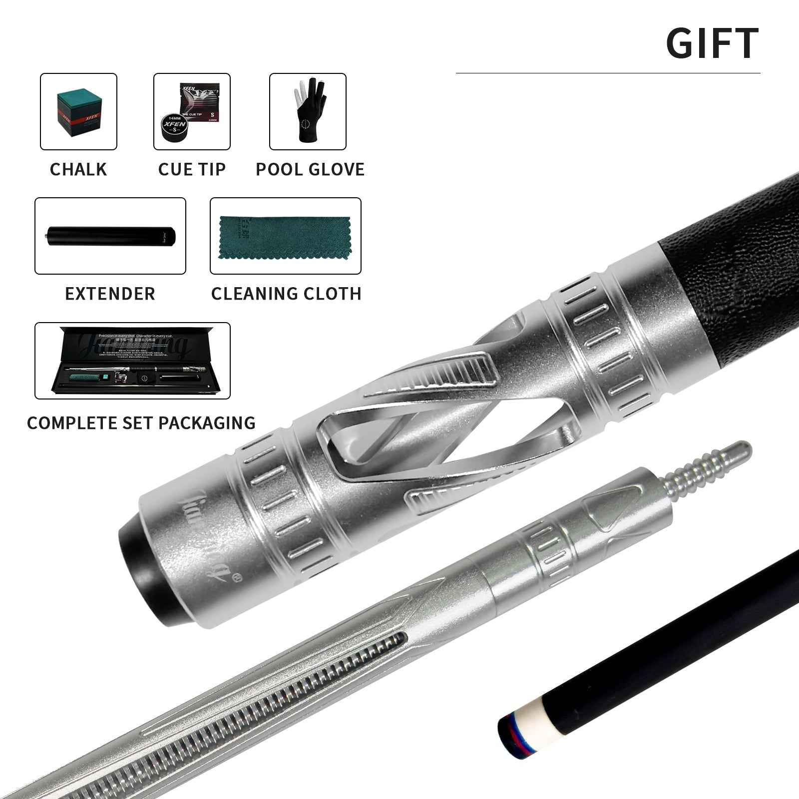 JIANYING YFEN High-Grade Metal Carbon Fiber Pool Cue Stick Set-11.8mm/12.5mm Tip,Top-Quality Carbon Fiber Billiard Stick with Free Accessories（副本）