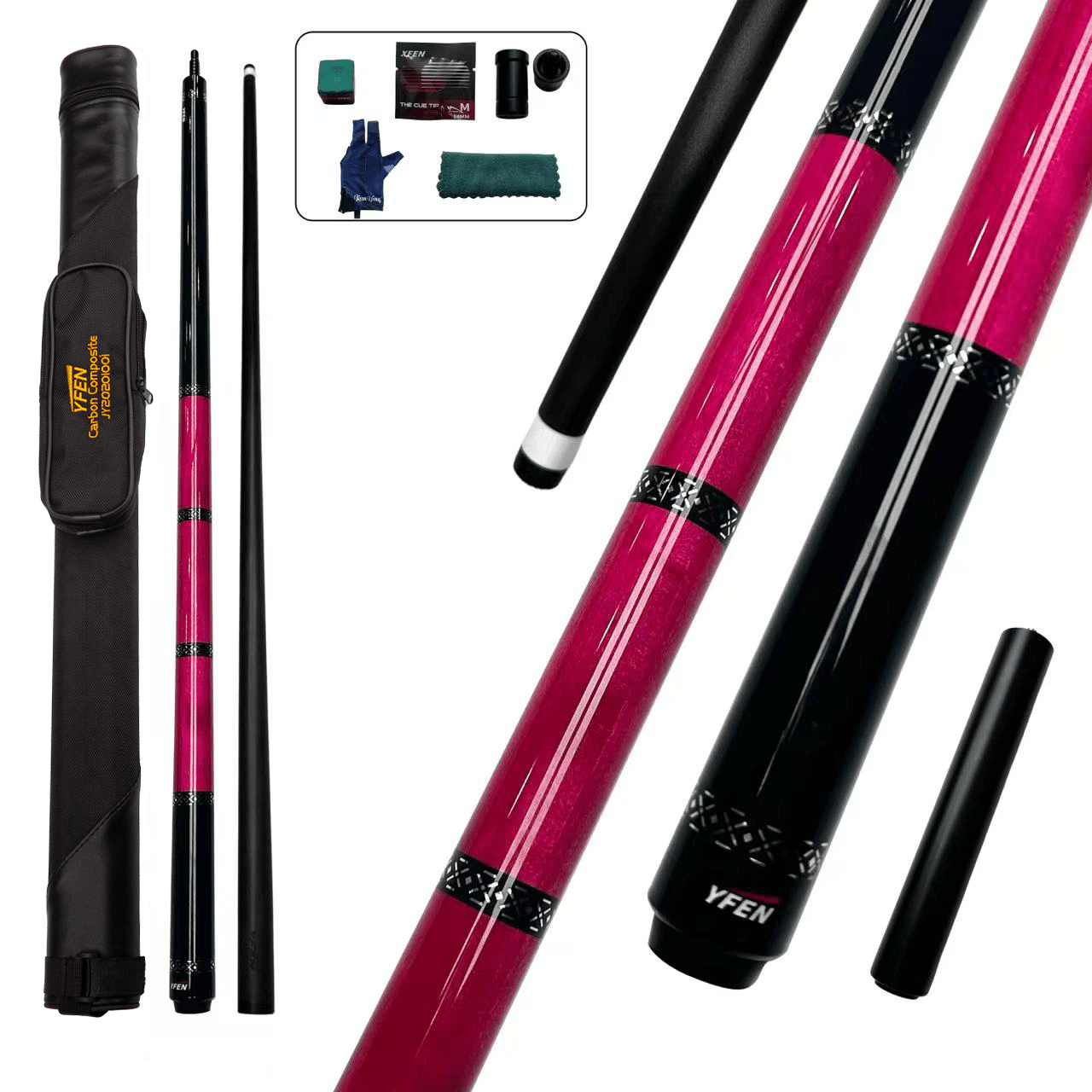 JIAN YING YFEN Carbon Fiber 1/2 Billiard Cue 58 - inch 11.8mm Tip for Home & Club Use High - Quality Pool Stick - JIAN YING CuesJIAN YING YFEN Carbon Fiber 1/2 Billiard Cue 58 - inch 11.8mm Tip for Home & Club Use High - Quality Pool Stick球杆JIAN YING Cues