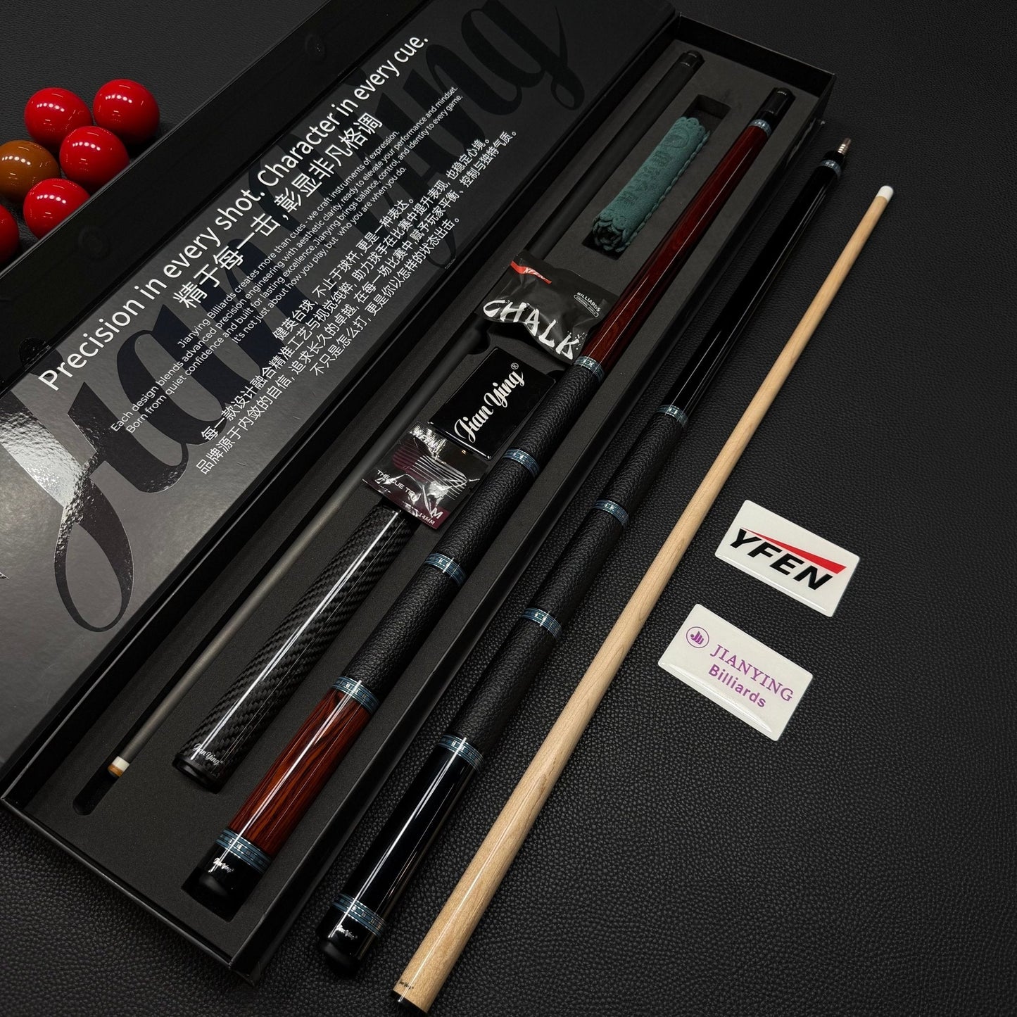 JIAN YING YFEN Carbon Fiber Pool Cue Sticks - Premium Ebony and Cocoa, Square - Core Maple Structure Biilliards Set - JIAN YING CuesJIAN YING YFEN Carbon Fiber Pool Cue Sticks - Premium Ebony and Cocoa, Square - Core Maple Structure Biilliards Set球杆JIAN YING