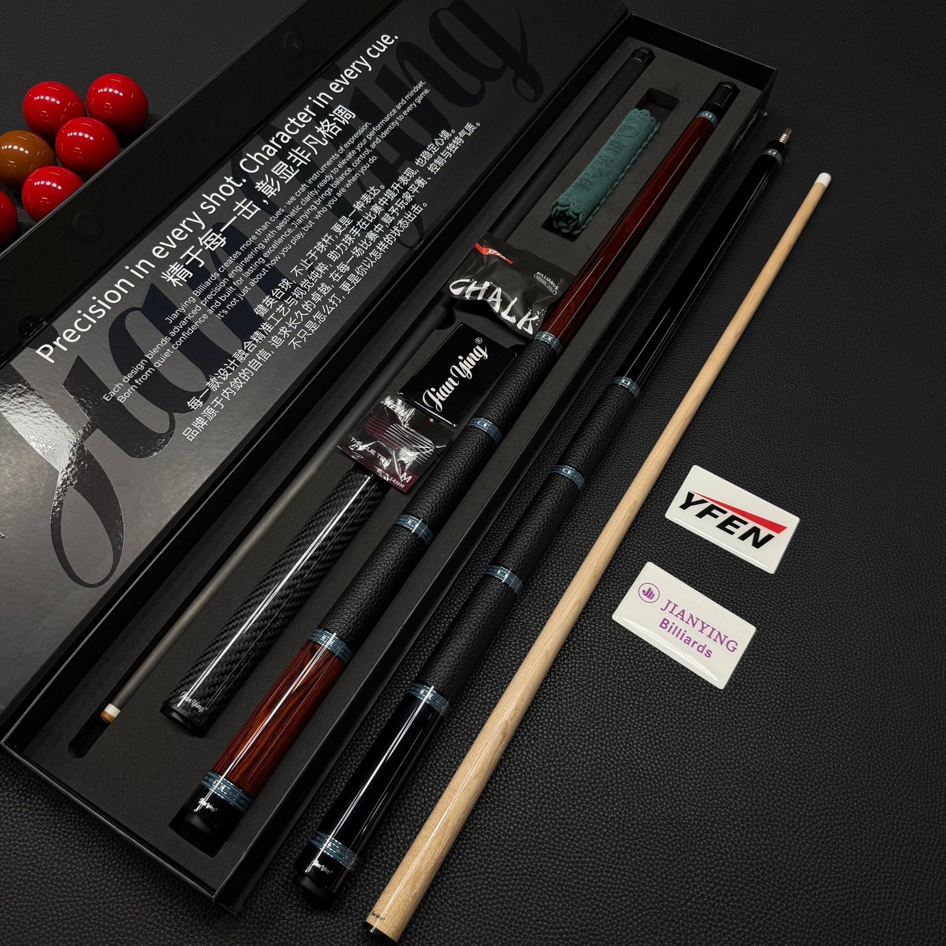 JIAN YING YFEN Carbon Fiber Pool Cue Sticks - Premium Ebony and Cocoa, Square - Core Maple Structure Biilliards Set - JIAN YING CuesJIAN YING YFEN Carbon Fiber Pool Cue Sticks - Premium Ebony and Cocoa, Square - Core Maple Structure Biilliards Set球杆JIAN YING
