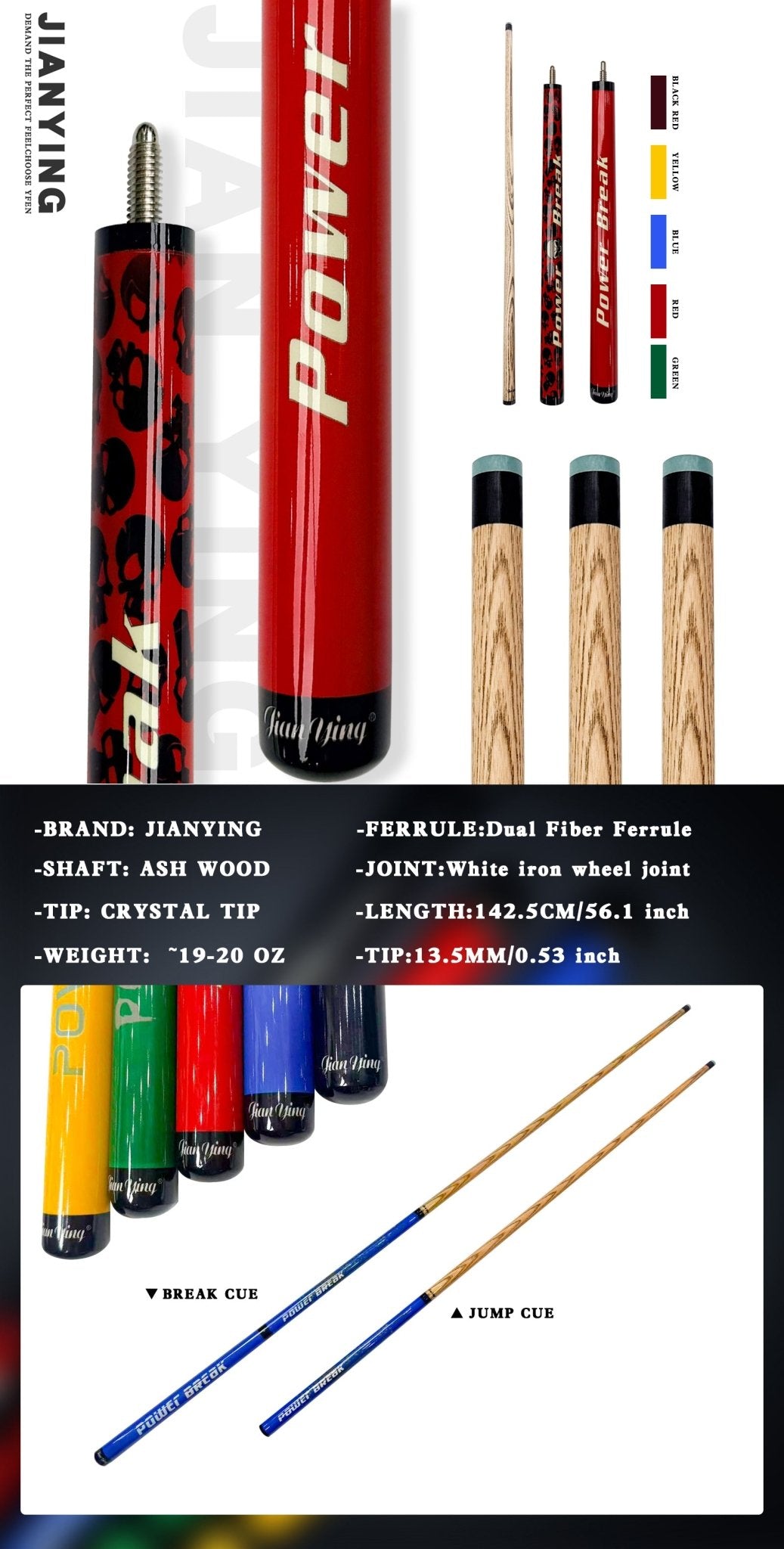 JIANYING Power Break & Jump Cue - Professional 2 - in - 1 Billiard Stick - JIAN YING CuesJIANYING Power Break & Jump Cue - Professional 2 - in - 1 Billiard Stick球杆JIAN YING