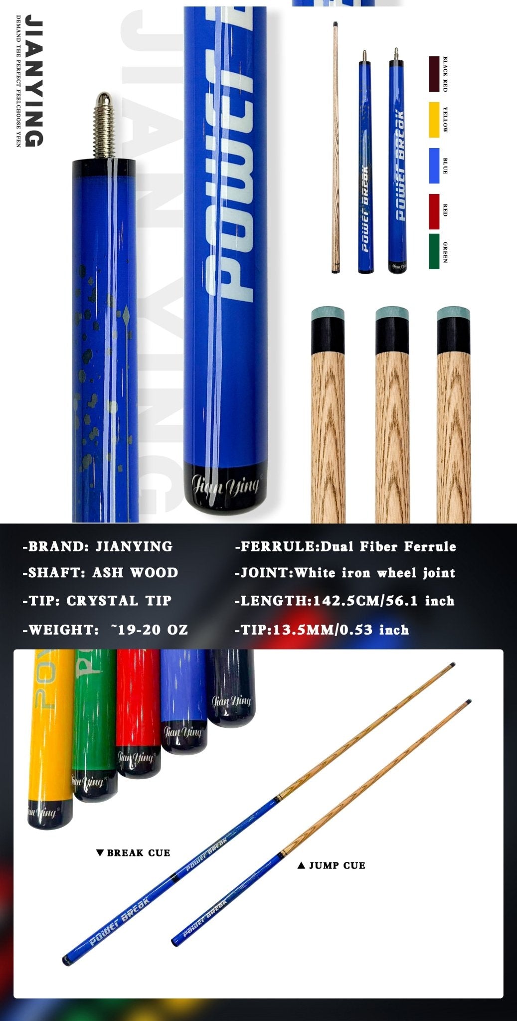 JIANYING Power Break & Jump Cue - Professional 2 - in - 1 Billiard Stick - JIAN YING CuesJIANYING Power Break & Jump Cue - Professional 2 - in - 1 Billiard Stick球杆JIAN YING