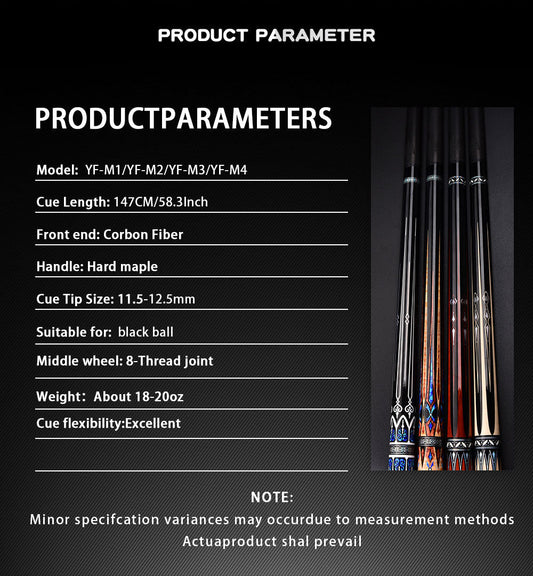 PA08 - 1/2 Blackball Pool Cue – 12.5MM Tip Hard Maple Billiard Stick with Cushioned Grip - JIAN YING CuesPA08 - 1/2 Blackball Pool Cue – 12.5MM Tip Hard Maple Billiard Stick with Cushioned Grip球杆JIAN YING