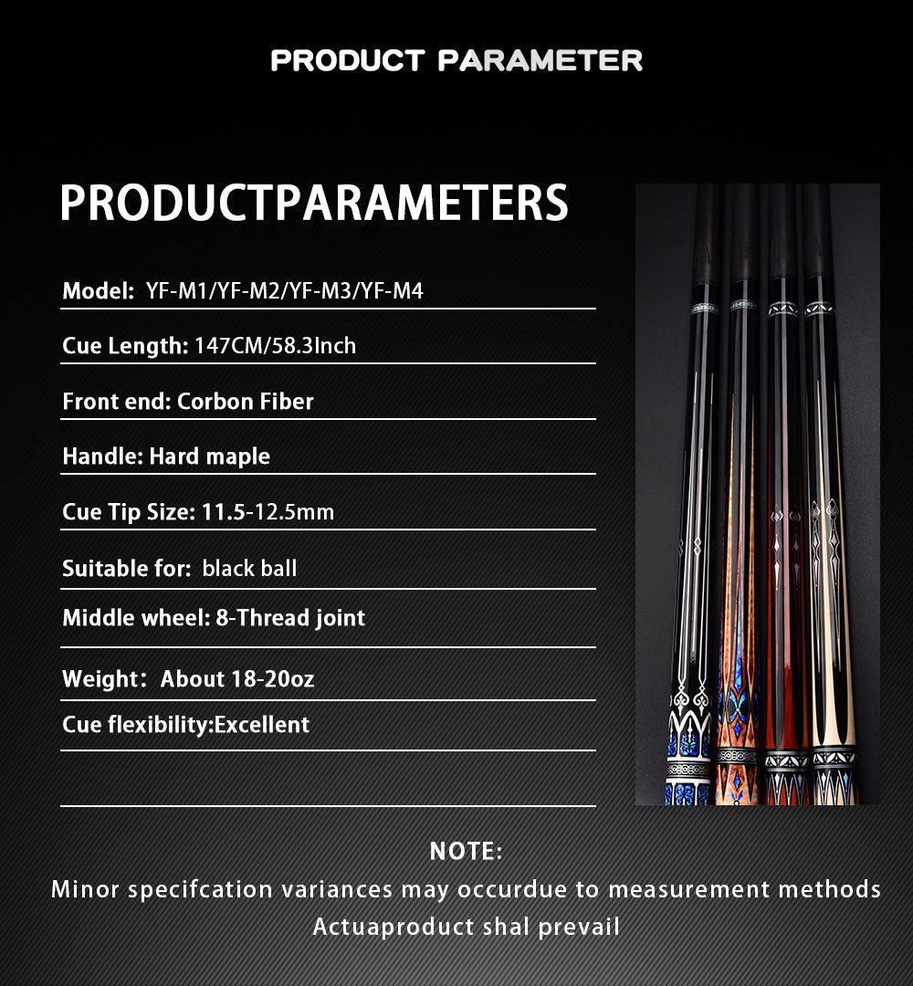 PA08 - 1/2 Blackball Pool Cue – 12.5MM Tip Hard Maple Billiard Stick with Cushioned Grip - JIAN YING CuesPA08 - 1/2 Blackball Pool Cue – 12.5MM Tip Hard Maple Billiard Stick with Cushioned Grip球杆JIAN YING