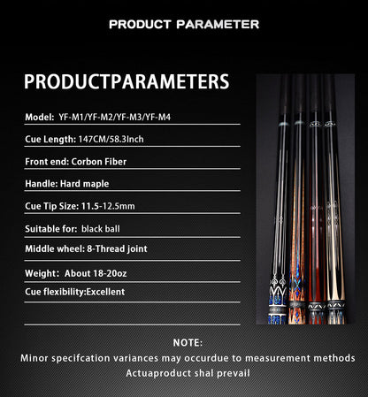 PA08 - 1/2 Blackball Pool Cue – 12.5MM Tip Hard Maple Billiard Stick with Cushioned Grip - JIAN YING CuesPA08 - 1/2 Blackball Pool Cue – 12.5MM Tip Hard Maple Billiard Stick with Cushioned Grip球杆JIAN YING