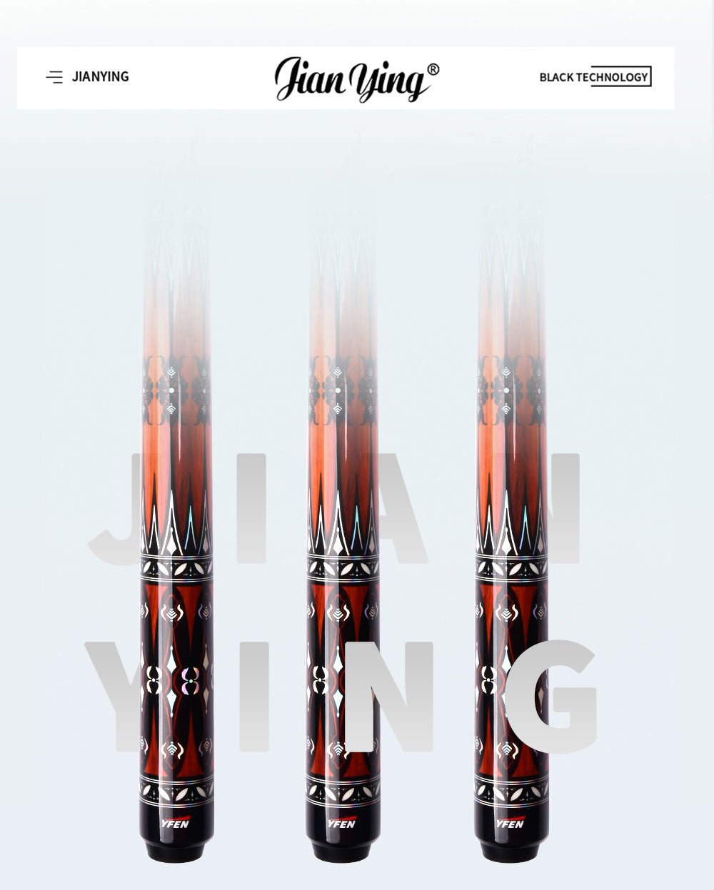 PA08 - 1/2 Blackball Pool Cue - 12.5MM Tip Hard Maple Wood Billiard Stick with Cushioned Handle - JIAN YING CuesPA08 - 1/2 Blackball Pool Cue - 12.5MM Tip Hard Maple Wood Billiard Stick with Cushioned HandleJIAN YING Cues