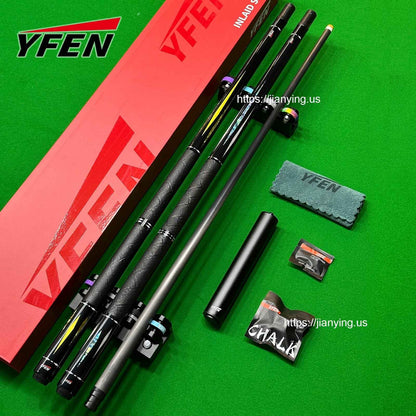 YFEN Carbon Fiber Billiard Pool Cue Set, Deep-Sea Abalone Shell Inlay Butt, 12.5mm Tip Professional Billiard Stick