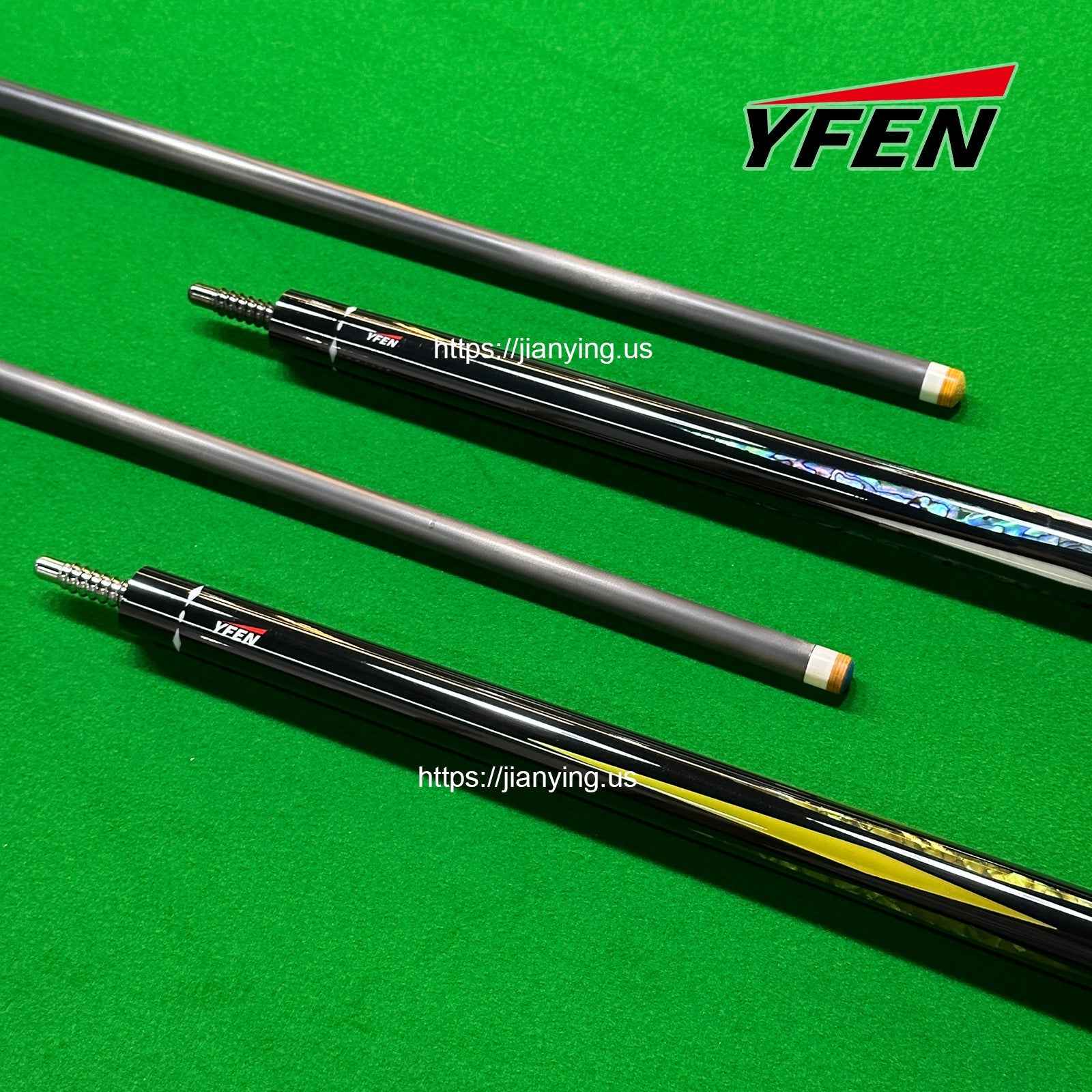 YFEN Carbon Fiber Billiard Pool Cue Set, Deep-Sea Abalone Shell Inlay Butt, 12.5mm Tip Professional Billiard Stick