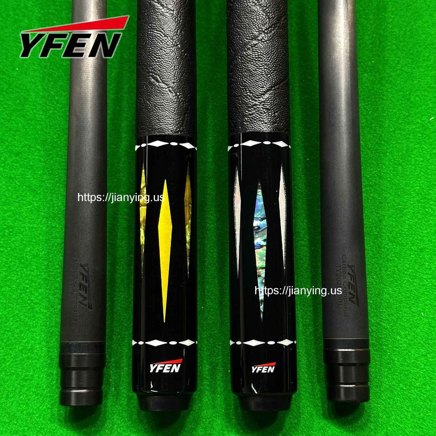 YFEN Carbon Fiber Billiard Pool Cue Set, Deep-Sea Abalone Shell Inlay Butt, 12.5mm Tip Professional Billiard Stick