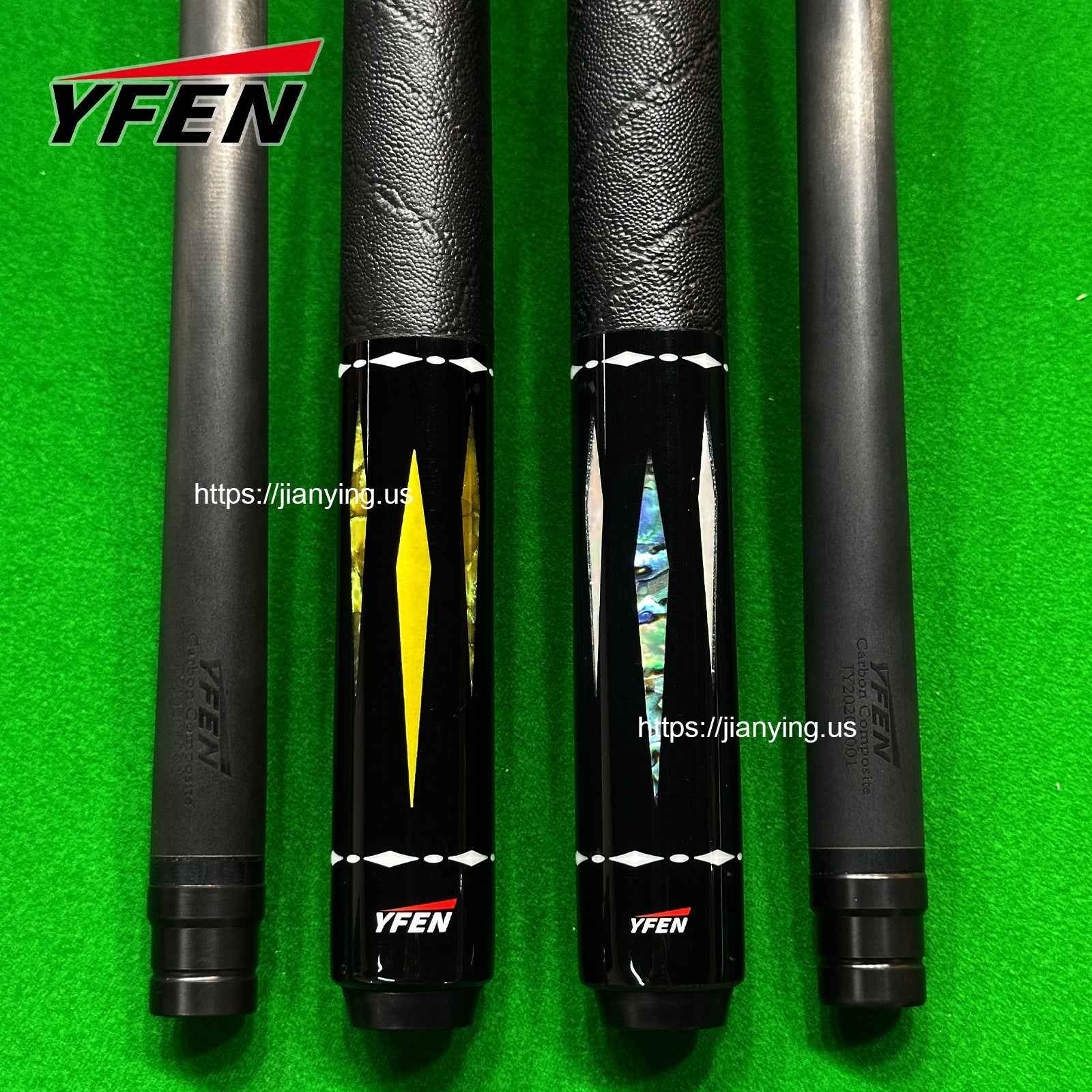 YFEN Carbon Fiber Billiard Pool Cue Set, Deep-Sea Abalone Shell Inlay Butt, 12.5mm Tip Professional Billiard Stick