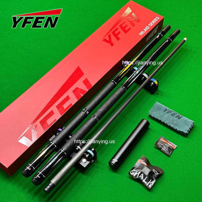 YFEN Carbon Fiber Billiard Pool Cue Set, Deep-Sea Abalone Shell Inlay Butt, 12.5mm Tip Professional Billiard Stick