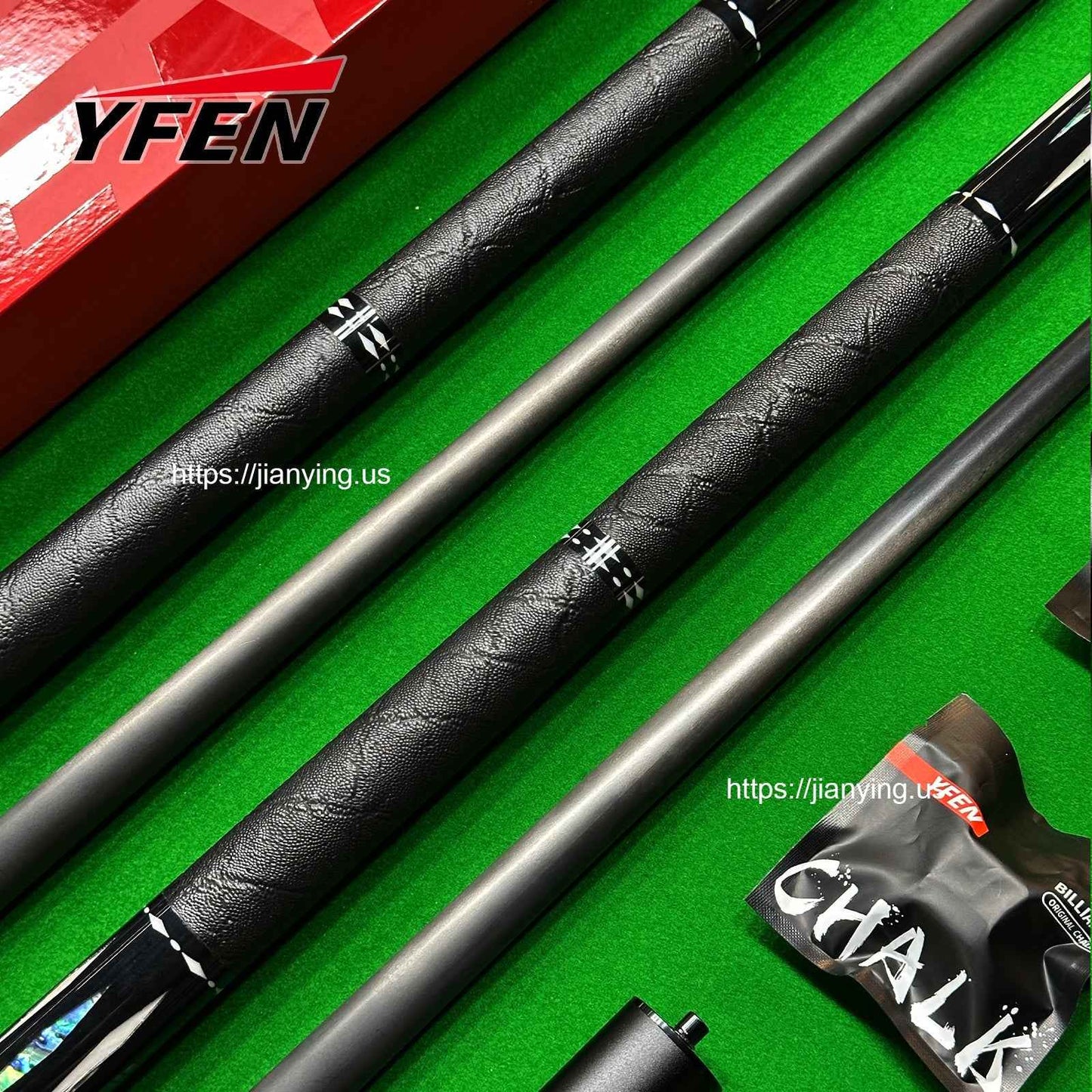 YFEN Carbon Fiber Billiard Pool Cue Set, Deep-Sea Abalone Shell Inlay Butt, 12.5mm Tip Professional Billiard Stick