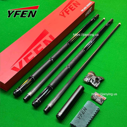 YFEN Carbon Fiber Billiard Pool Cue Set, Deep-Sea Abalone Shell Inlay Butt, 12.5mm Tip Professional Billiard Stick