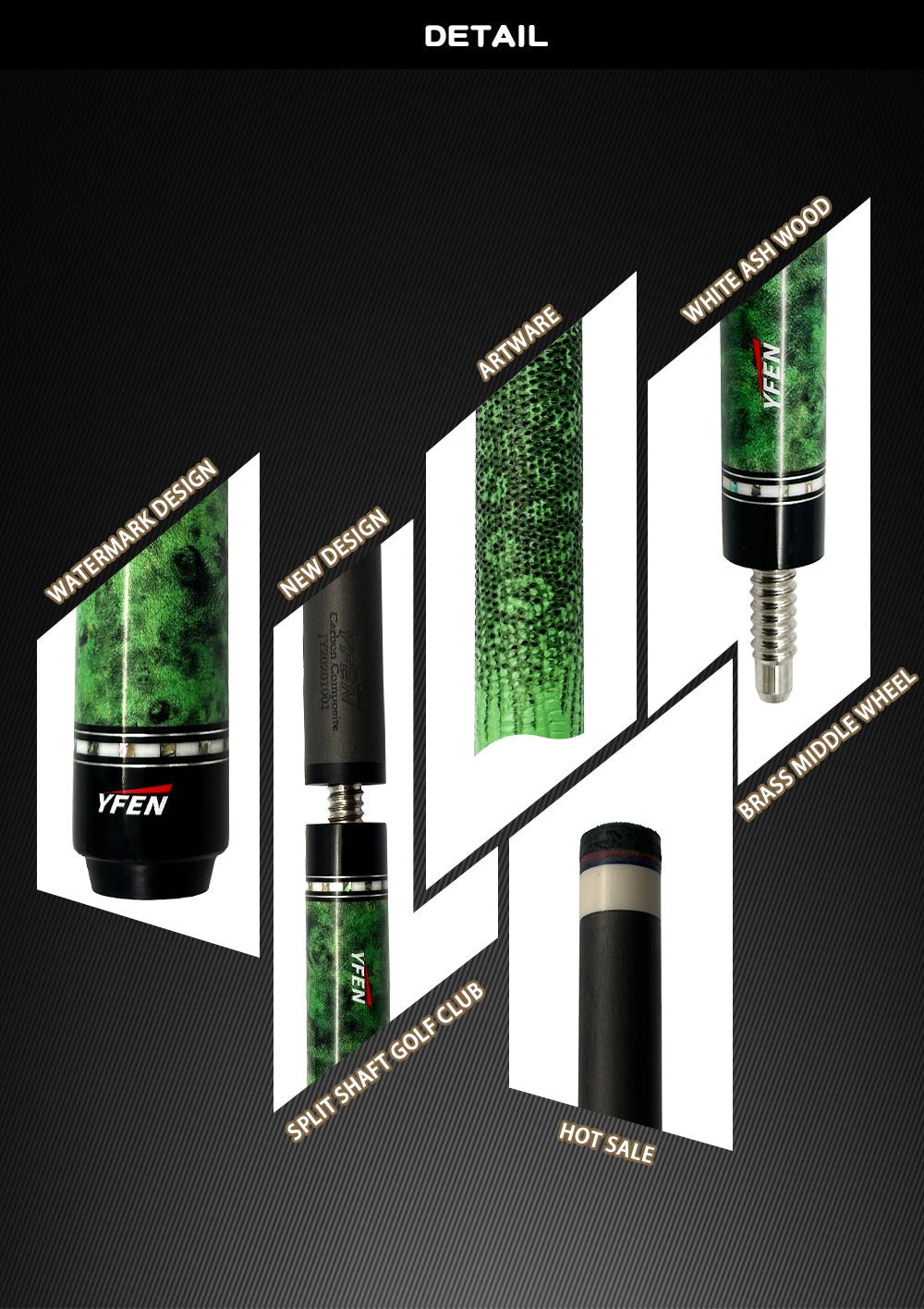 YFEN Professional Carbon Fiber Billiard Cue Stick 1/2 Joint Pool Cue Complete Set with Extension free shipping - JIAN YING CuesYFEN Professional Carbon Fiber Billiard Cue Stick 1/2 Joint Pool Cue Complete Set with Extension free shipping球杆JIAN YING Cues