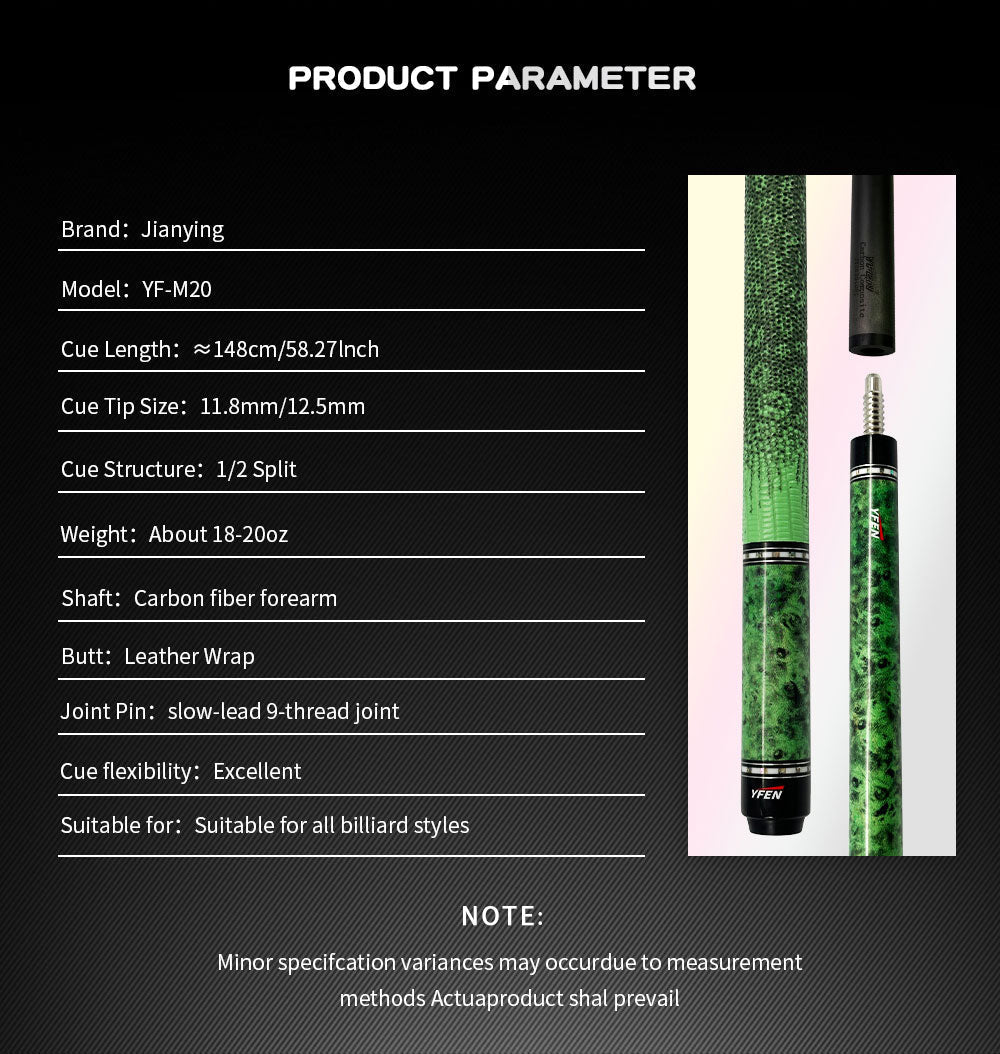 YFEN Professional Carbon Fiber Billiard Cue Stick 1/2 Joint Pool Cue Complete Set with Extension free shipping - JIAN YING CuesYFEN Professional Carbon Fiber Billiard Cue Stick 1/2 Joint Pool Cue Complete Set with Extension free shipping球杆JIAN YING Cues